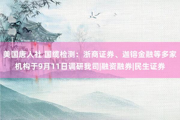 美国唐人社 国缆检测：浙商证券、迦镕金融等多家机构于9月11日调研我司|融资融券|民生证券