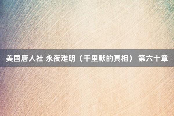 美国唐人社 永夜难明（千里默的真相） 第六十章