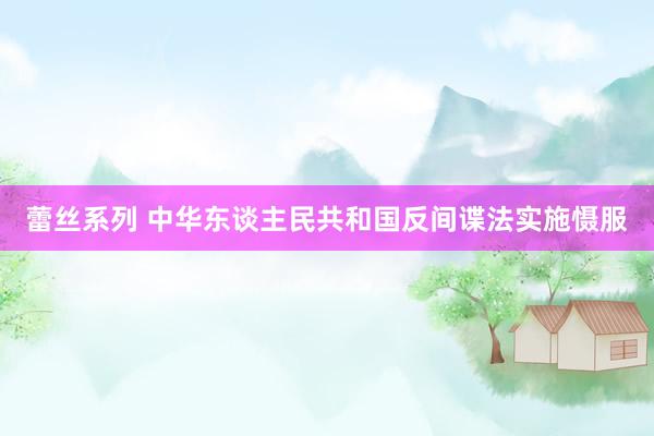 蕾丝系列 中华东谈主民共和国反间谍法实施慑服