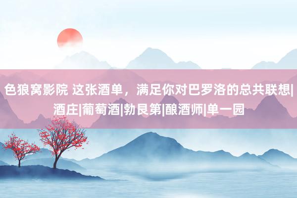 色狼窝影院 这张酒单，满足你对巴罗洛的总共联想|酒庄|葡萄酒|勃艮第|酿酒师|单一园