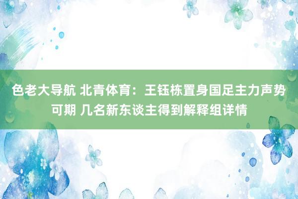 色老大导航 北青体育：王钰栋置身国足主力声势可期 几名新东谈主得到解释组详情