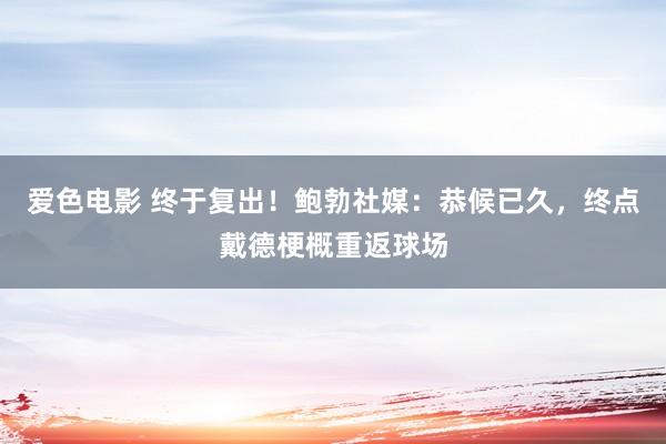 爱色电影 终于复出！鲍勃社媒：恭候已久，终点戴德梗概重返球场